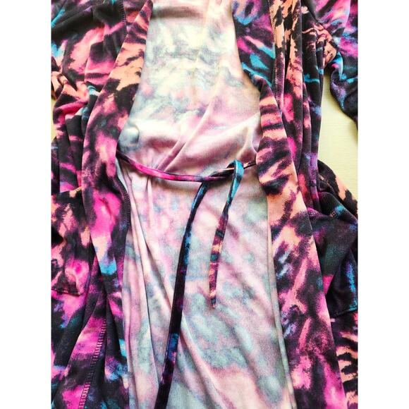 Robe=Juicy By Juicy Couture-Tie Dye-Large Back Reflective-Black-Pink-Short-MED - Picture 6 of 14